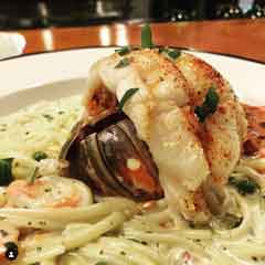 Baked Lobster Tail in Pesto-Lemon Cream Linguine